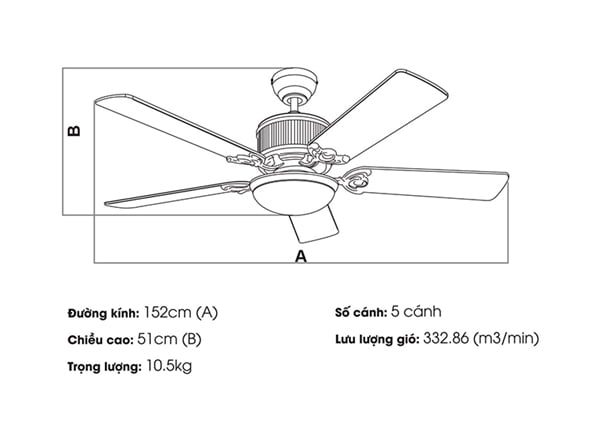 Quạt trần đèn Nhật Bản TQK-181-MBK