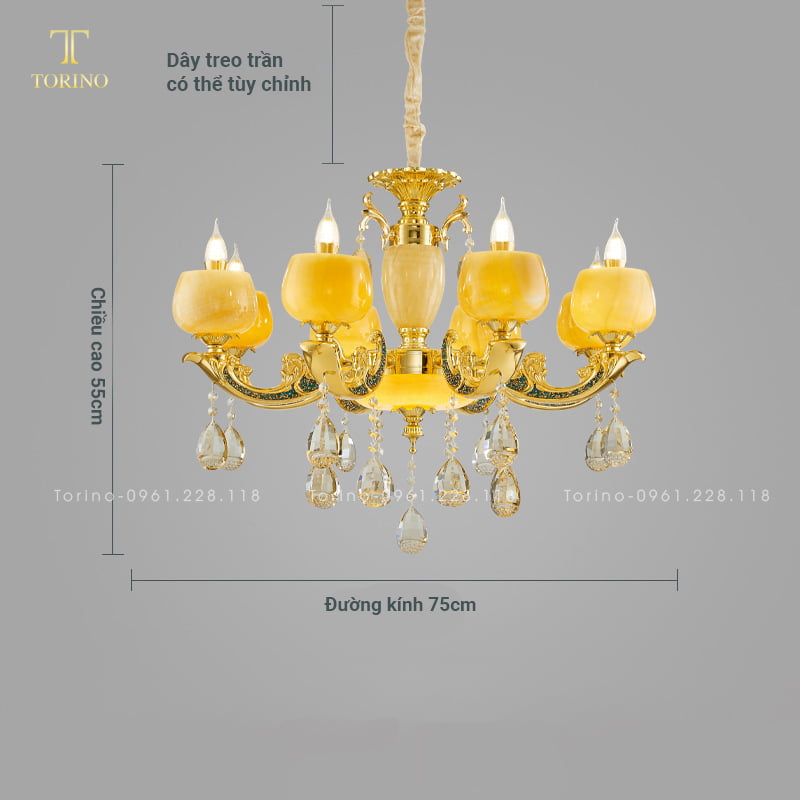 Đèn chùm bát đá tự nhiên TCP-6512-8