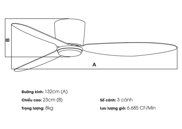 Quạt trần đèn Nhật Bản TQK-102-Trắng