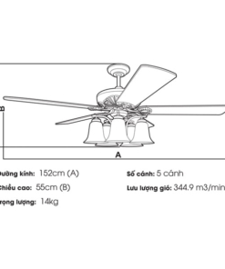 Quạt trần đèn Nhật Bản TQK-522-G