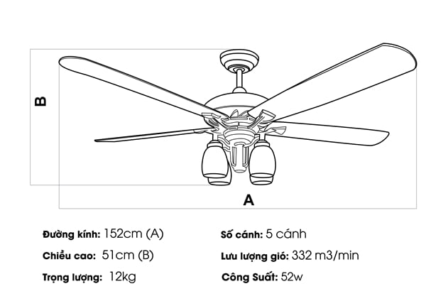 Quạt trần đèn Nhật Bản TQK-020