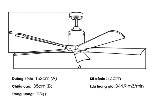 Quạt trần Nhật Bản TQK-011-S